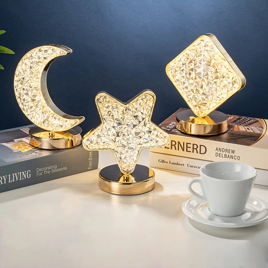 Moon Light Stars Night Light With Brightness Adjustment 3 Color Change Touch Switch Table Lamp